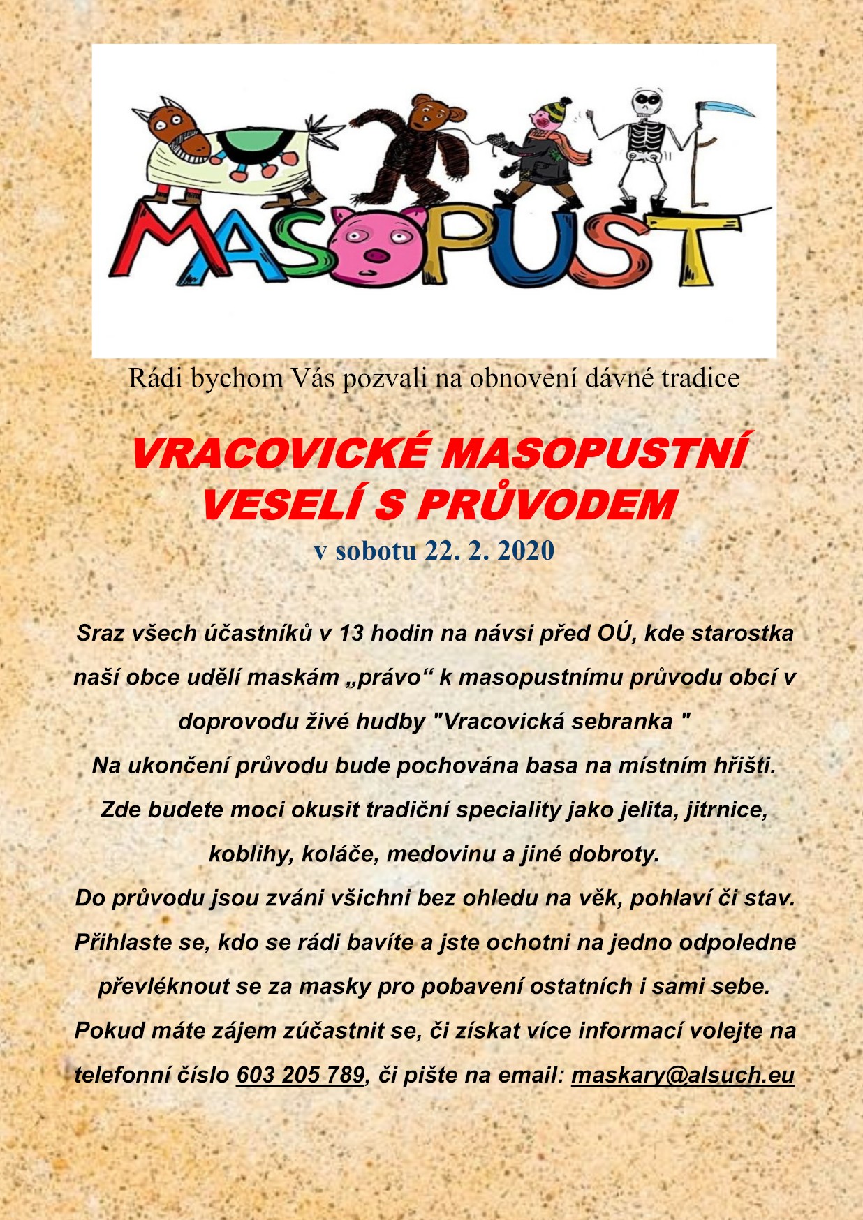 Vracovické masopustní veselí s průvodem